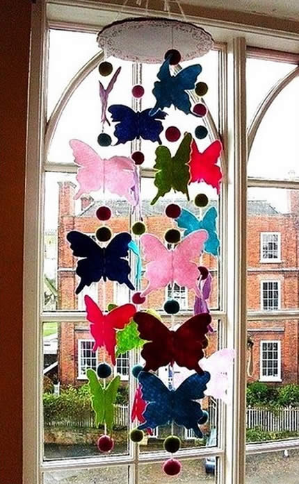 Decoração para a casa com borboletas de feltro