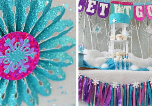 Ideia de decoração para festa Frozen