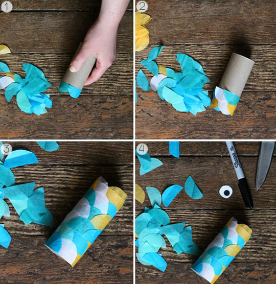 Artesanato com reciclagem de rolinhos de papelão