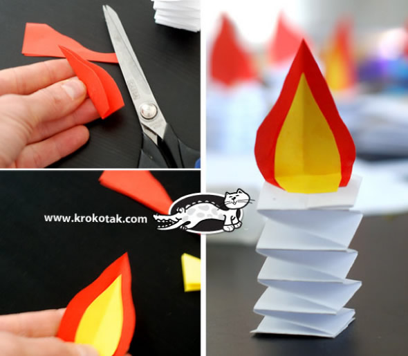 Decoração para mesa com fogueirinhas de papel