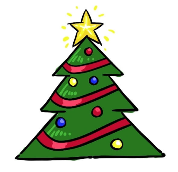 Desenho de Árvore de Natal colorida