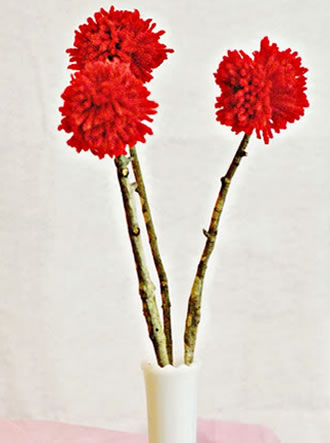 Pompons de tecido para fazer flores de decoração