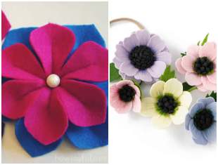 Flor de feltro para tiara com moldes