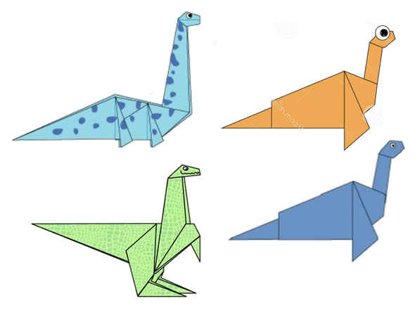 Como fazer Dinossauros de Papel com Origami passo a passo