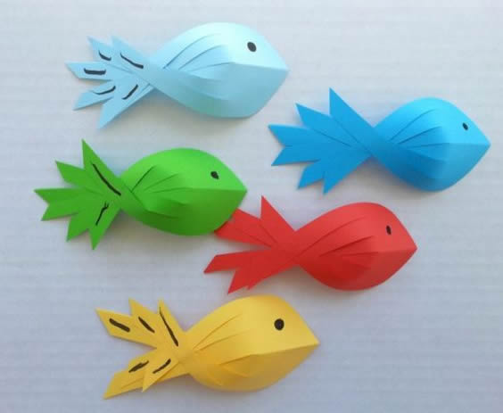 Peixinhos de Papel para Decoração passo a passo