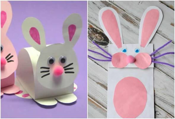 Coelhinhos de papel para decoração de Páscoa
