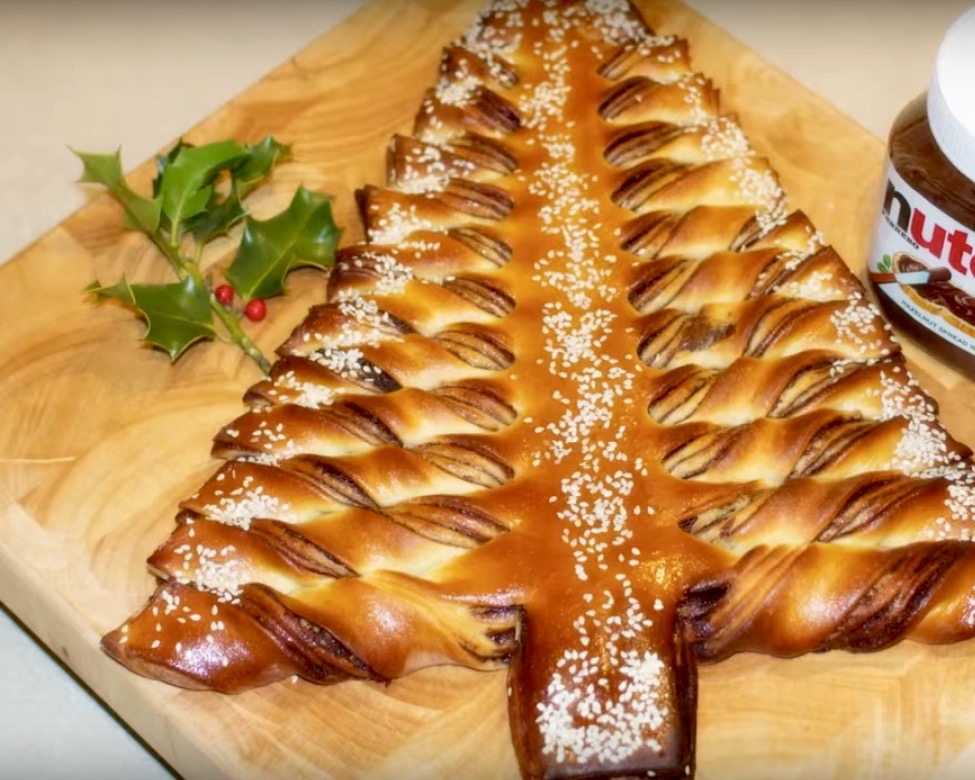 pao arvore de natal com nutela (5) pão de árvore de natal