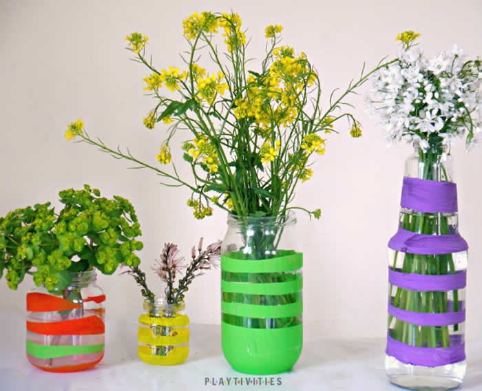 Potes de Vidro Decorados para fazer Vasos