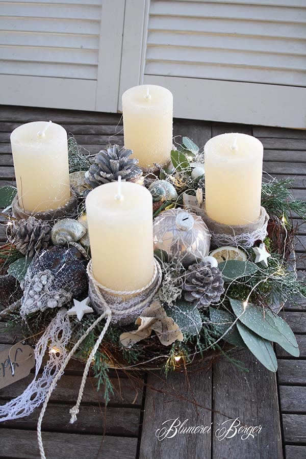 Decoração para o Natal com velas