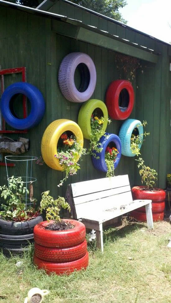 Ideias com Pneus para Jardim