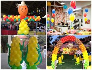 Enfeites com Balões para Festa Junina