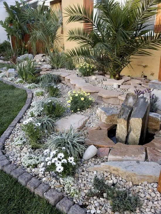 Decoração para jardim com pedras