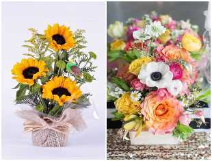 Decore mesas com arranjos de flores lindos