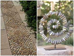 Decoração criativa com seixos para jardim