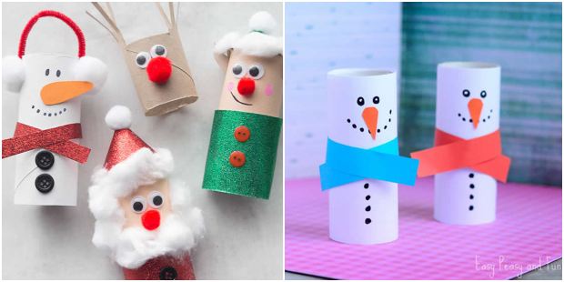 Artesanatos de Natal com Rolos de Papel Higiênico - Como fazer em casa