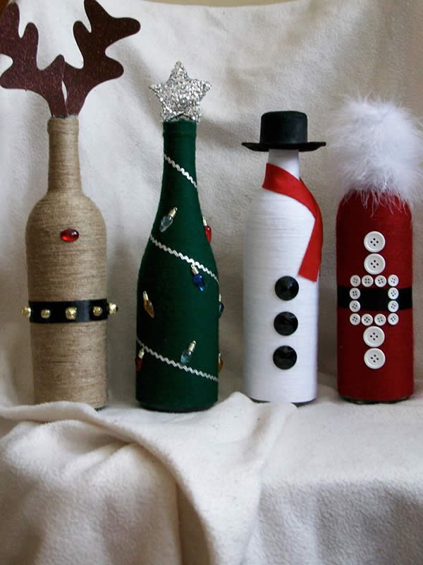 Decoração e enfeites de Natal com garrafas