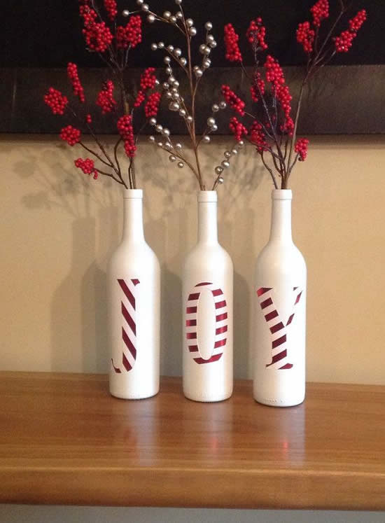 Decoração linda de Natal com garrafas