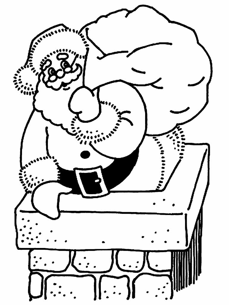 Desenho do Papai Noel na chaminé para colorir