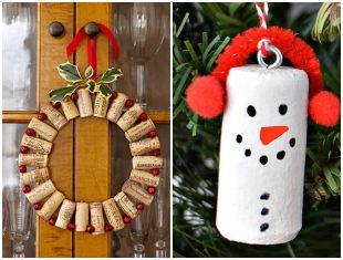 Enfeites com rolhas para decoração de Natal