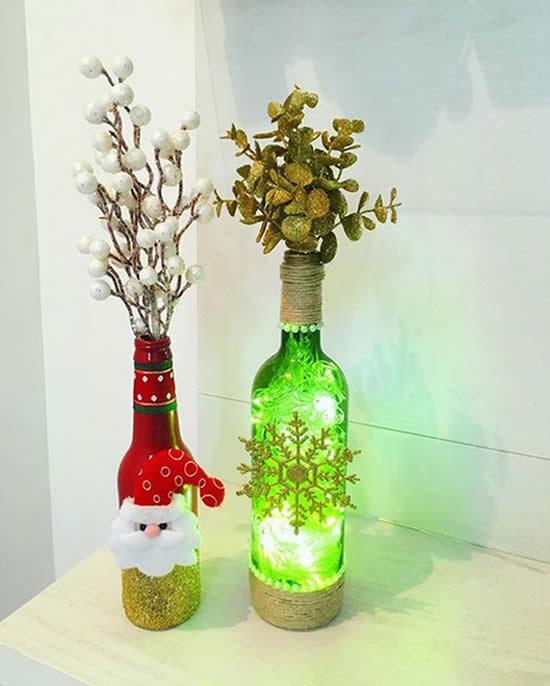 Decoração natalina com garrafas