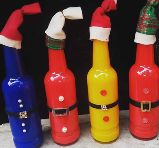 Decoração natalina com garrafas