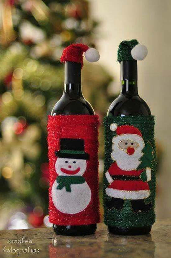 Decoração linda para o Natal com garrafas