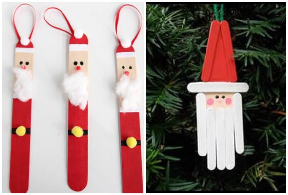 10 ideias de Papai Noel com Palitos de Picolé - Como fazer em casa