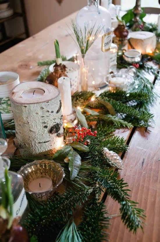 Decoração rústica para mesa de Natal