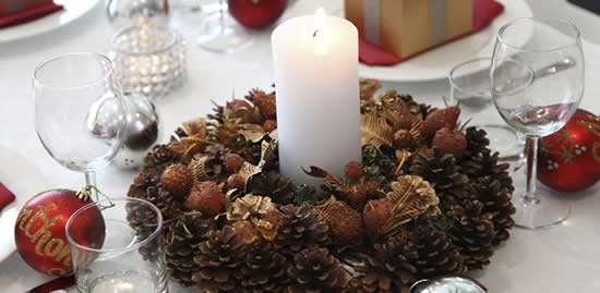 Enfeites para decoração de mesa de Natal