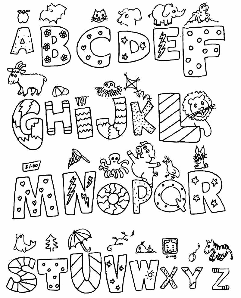 Desenhos das letras do alfabeto para colorir