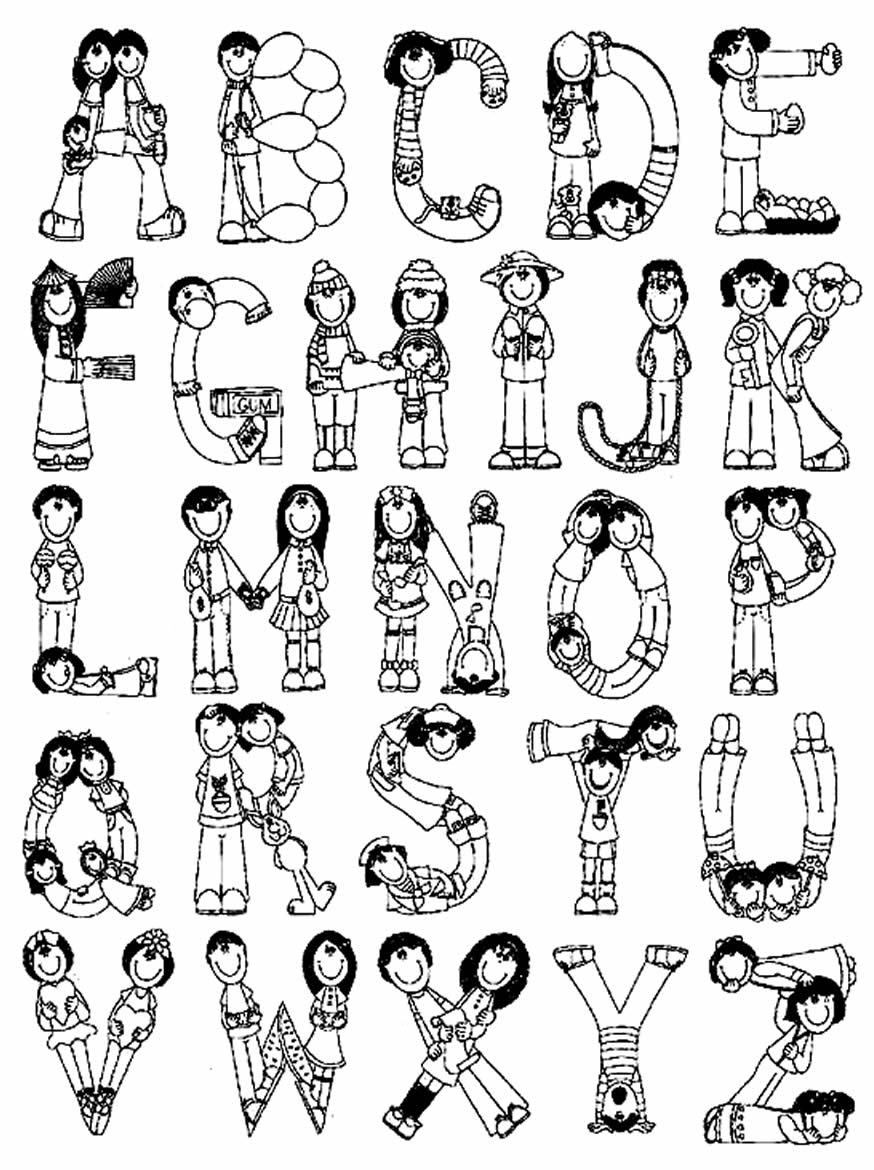 Desenhos das letras do alfabeto para pintar
