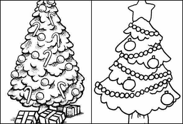 30+ Desenhos e Moldes de Árvore de Natal para colorir - Como fazer em casa