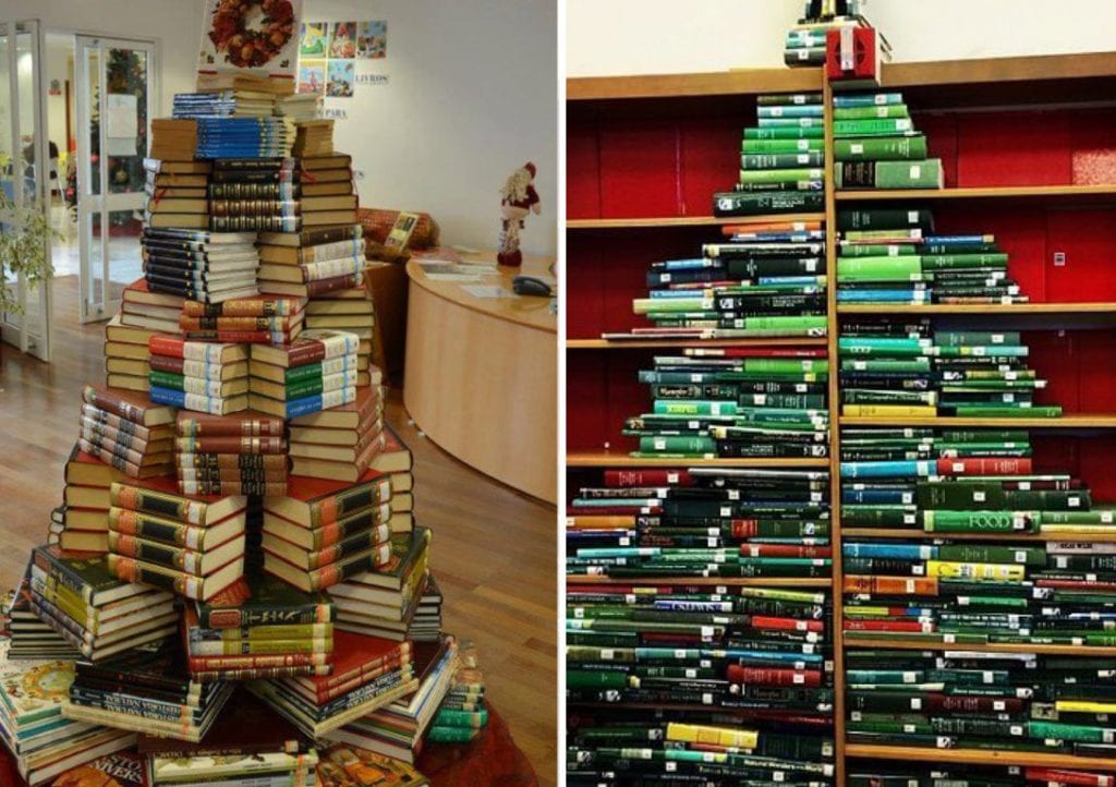 Árvore de natal com livros - Como fazer em casa Decoração para o NATAL