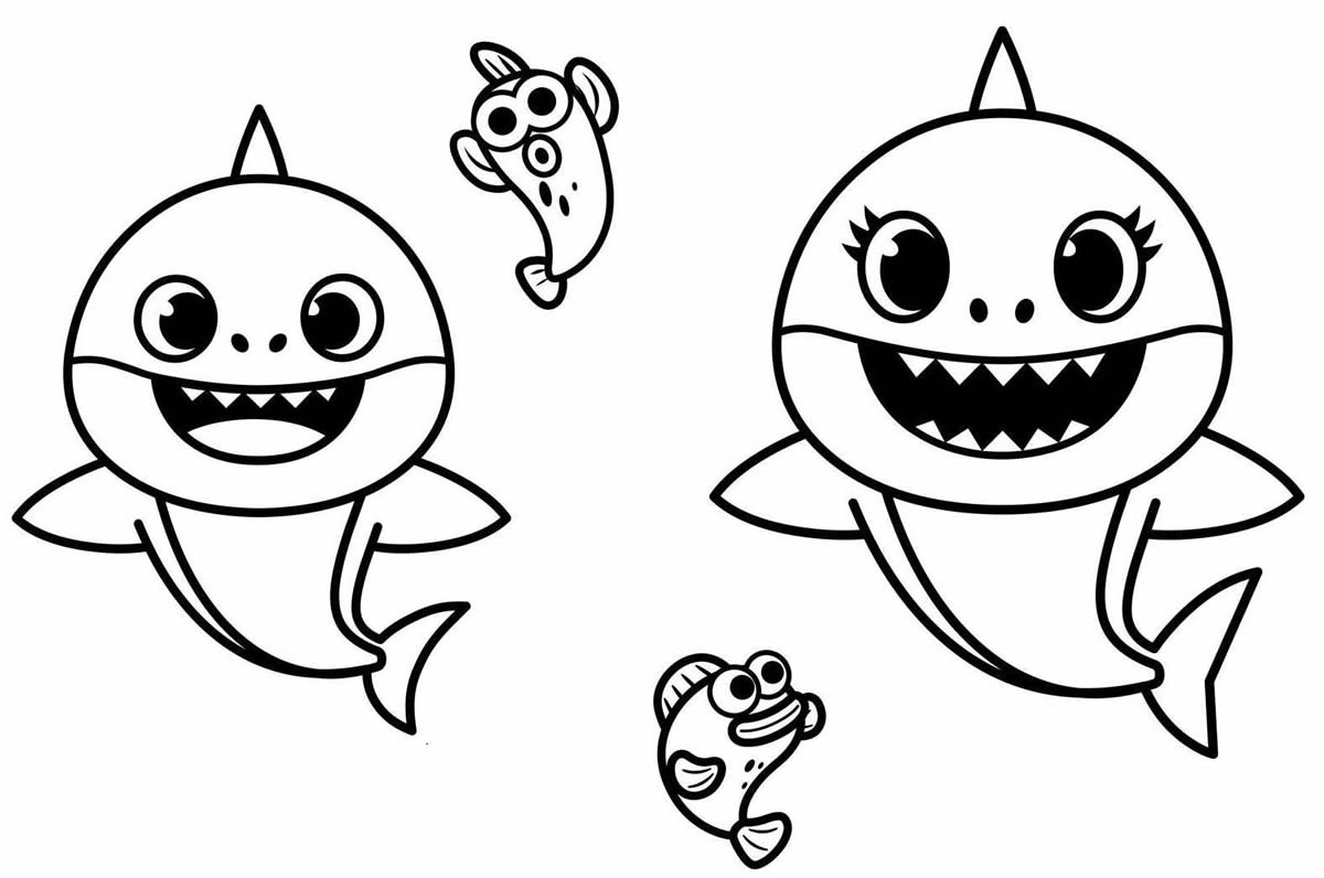 Desenho de Baby Shark para pintar