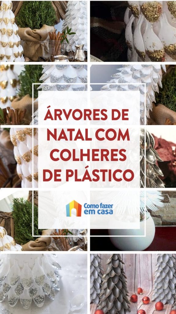 árvores de natal com colheres de plástico