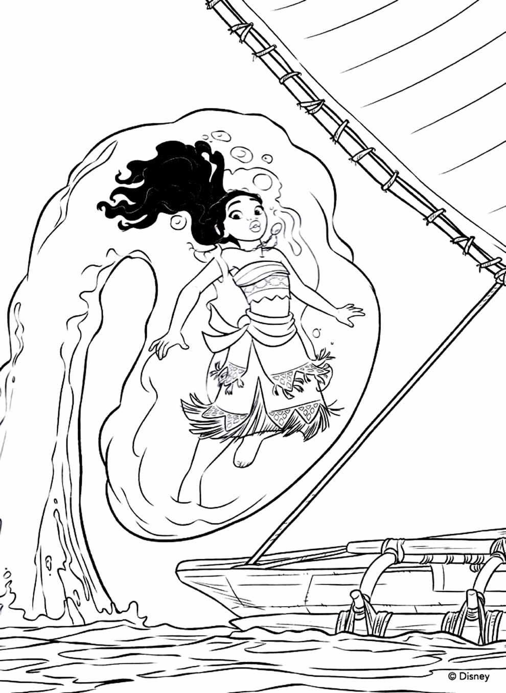 Desenho da Moana para colorir