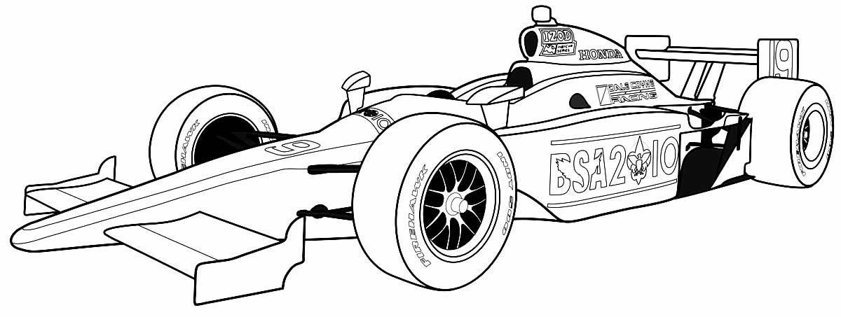 Desenho carro de Fórmula 1 para colorir