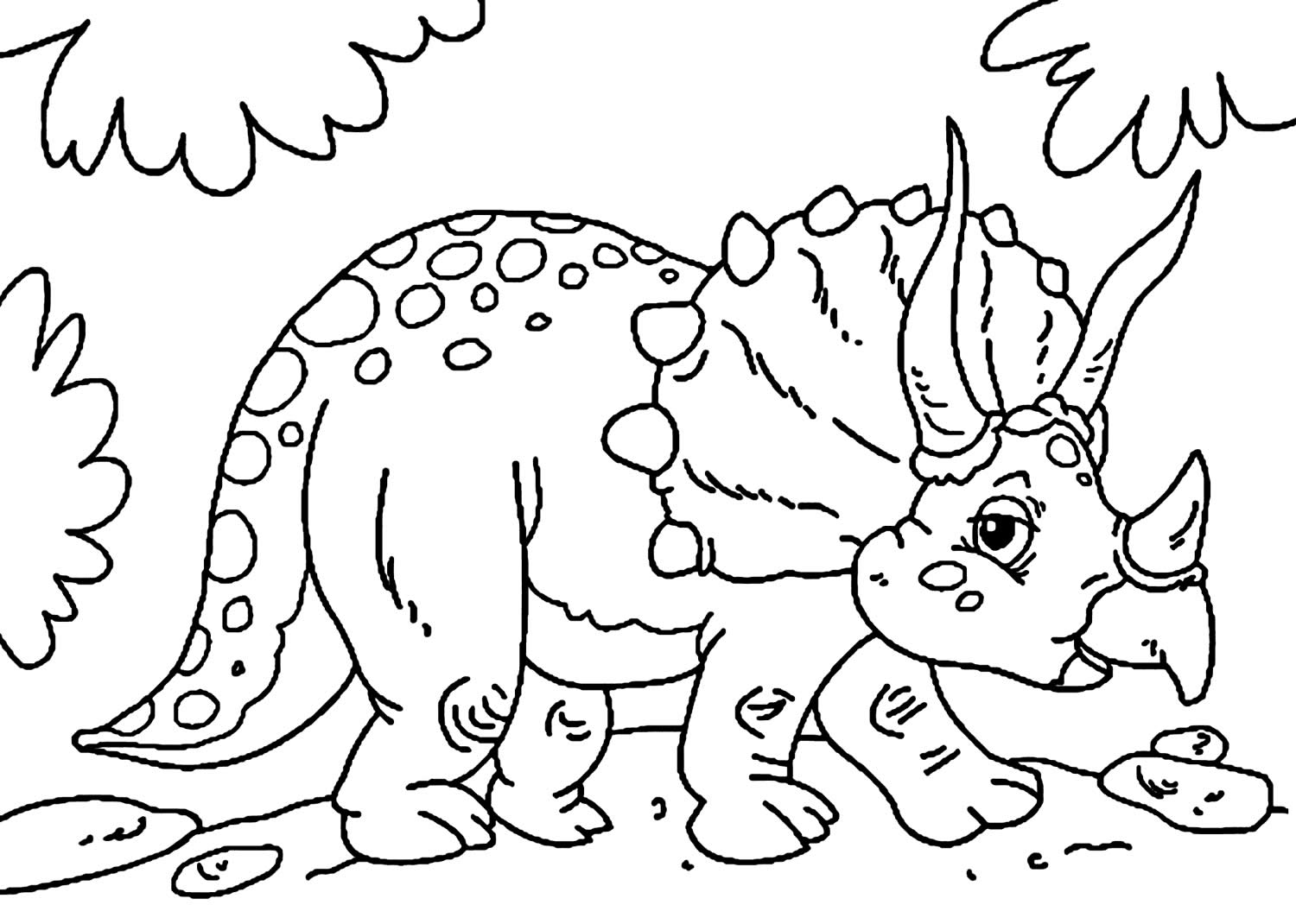 Imagem de Desenho de Dinossauro para colorir com molde para imprimir