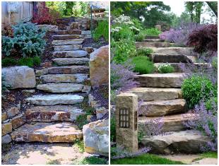 Escadas com pedras para decoração de jardim