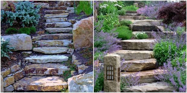 Escadas com pedras para decoração de jardim
