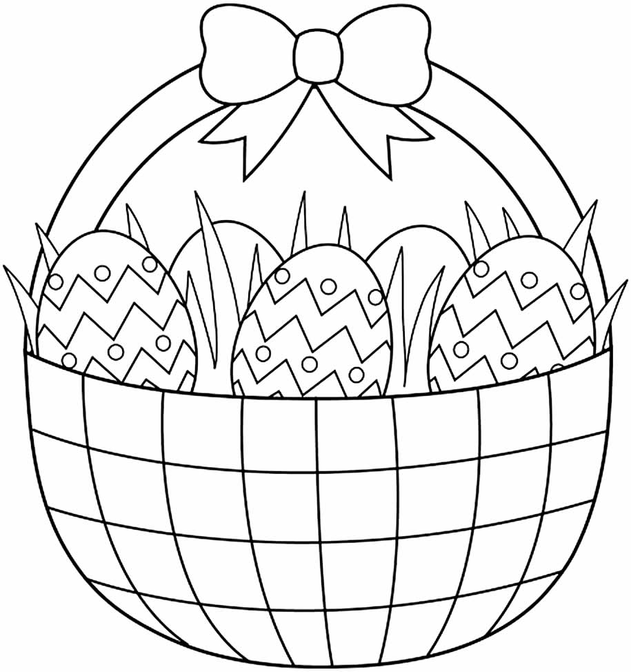 Desenho de cesta de ovos de Páscoa