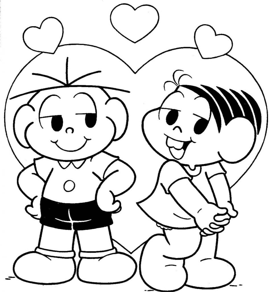 Desenho de Cebolinha e Mônica para colorir Desenhos para pintar infantil