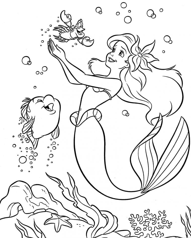 30+ Desenhos da Pequena Sereia para colorir - Como fazer em casa