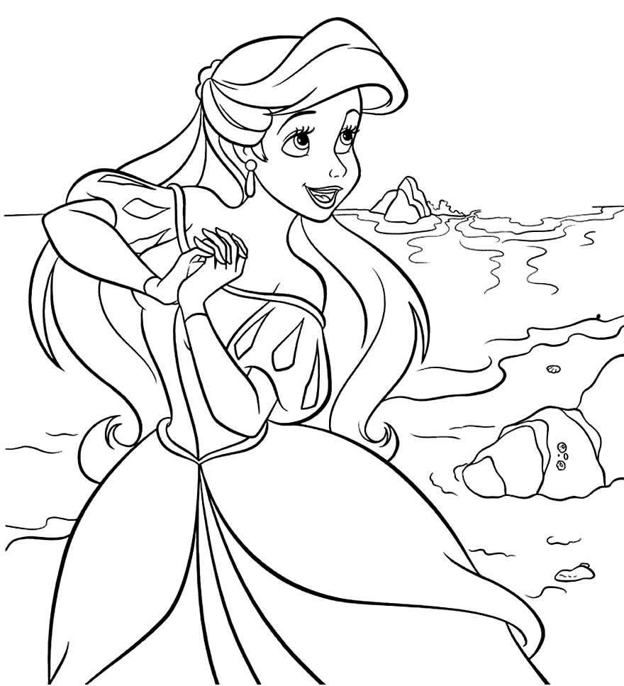 Desenho da Princesa Ariel para pintar