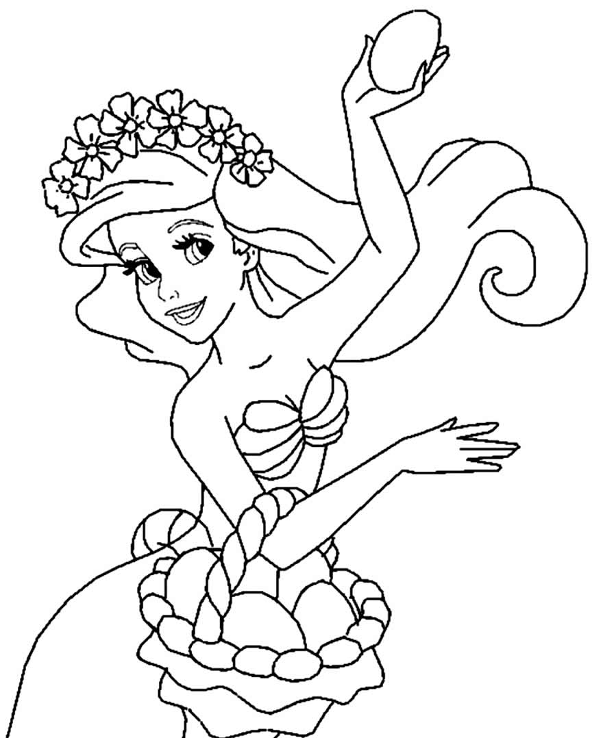Desenho da Pequena Sereia para colorir