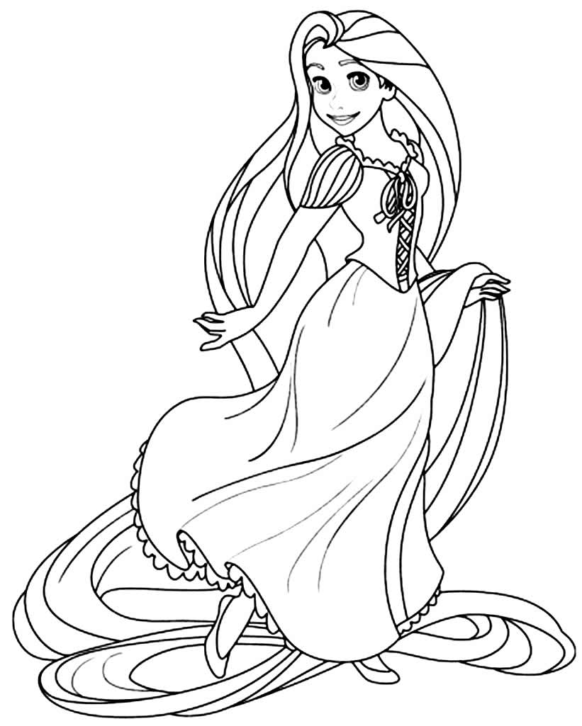 Imagem da Rapunzel para colorir
