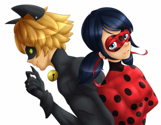 Desenho da Ladybug e do Cat Noir