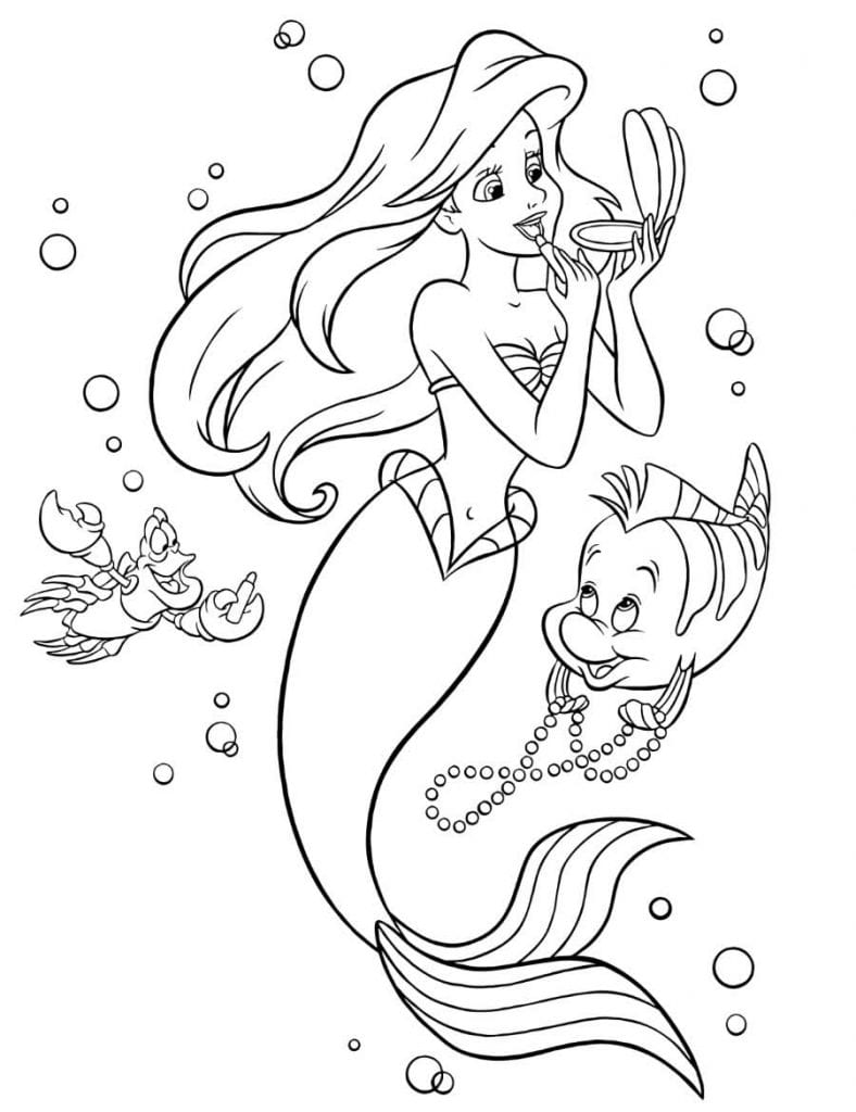 30+ Desenhos da Pequena Sereia para colorir - Como fazer em casa