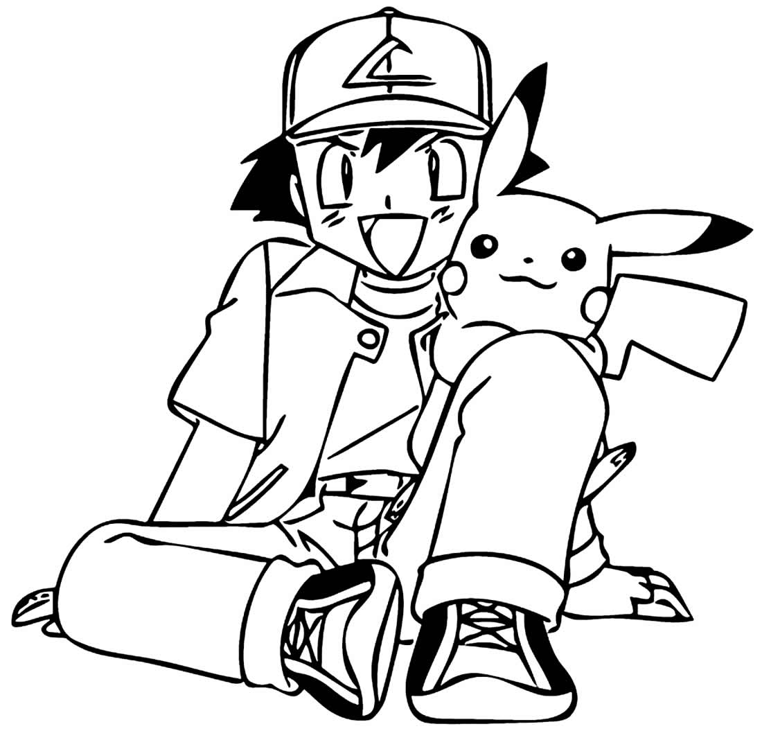 Pokebola, Ash e Pikachu desenhos para colorir imprimir e pintar do Pokemon  - Desenhos para pintar e colorir