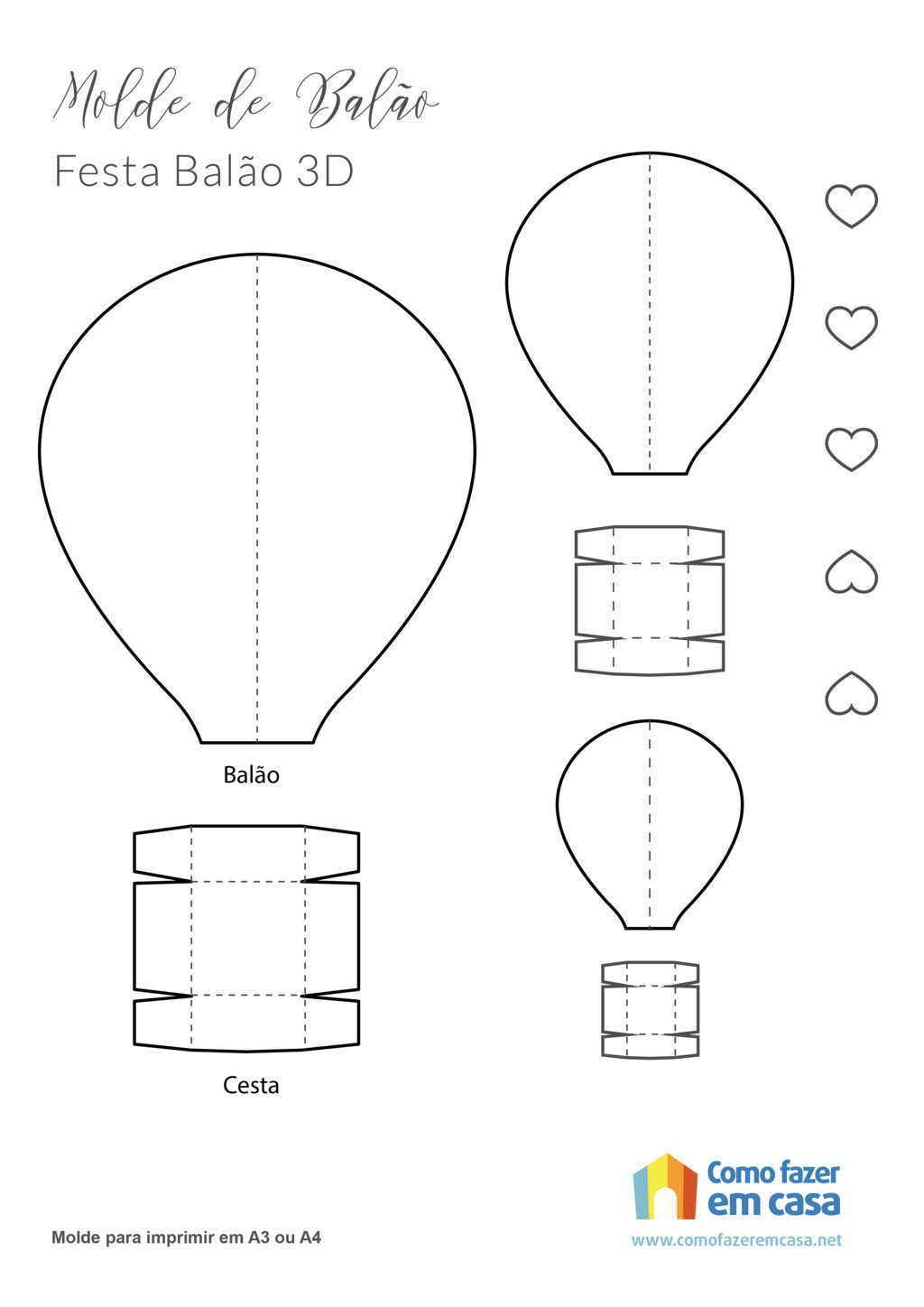 Como fazer balão de papel: 4 moldes - Como fazer em casa